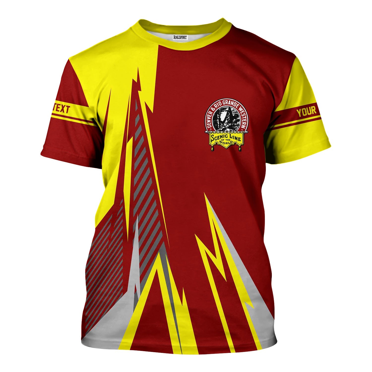 Railspirit Personalized Denver and Rio Grande Western Railroad T-Shirt Lightning-Inspired Railway Style Shirt For Train Lovers