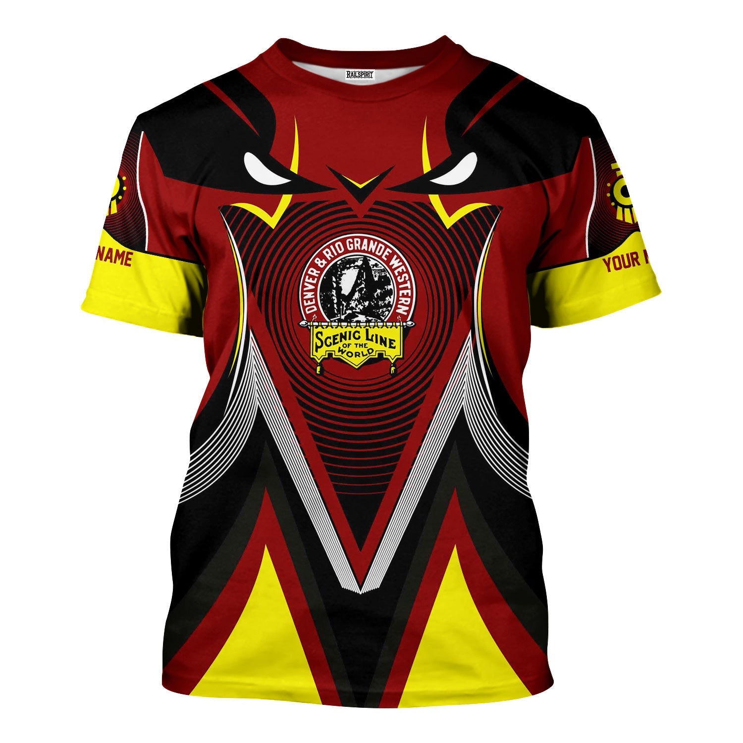 Railspirit Personalized Denver and Rio Grande Western Railroad T-Shirt Vibrant Graphic Pattern Shirt For Train Enthusiasts