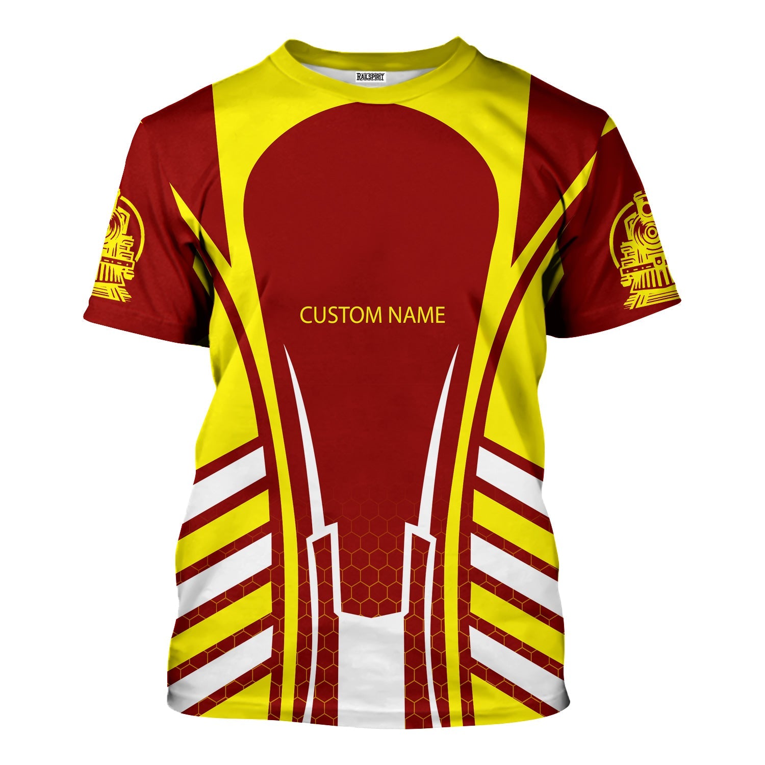 Railspirit Personalized Denver and Rio Grande Western Railroad T-Shirt Striped Railroad Style Train Shirt All Over Print