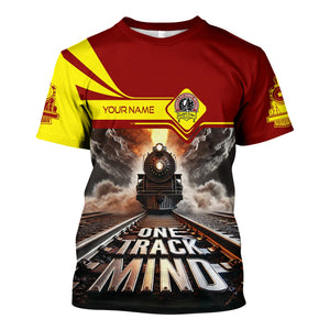 Railspirit Personalized Denver and Rio Grande Western Railroad T Shirt One Track Mind Train Printed Shirt