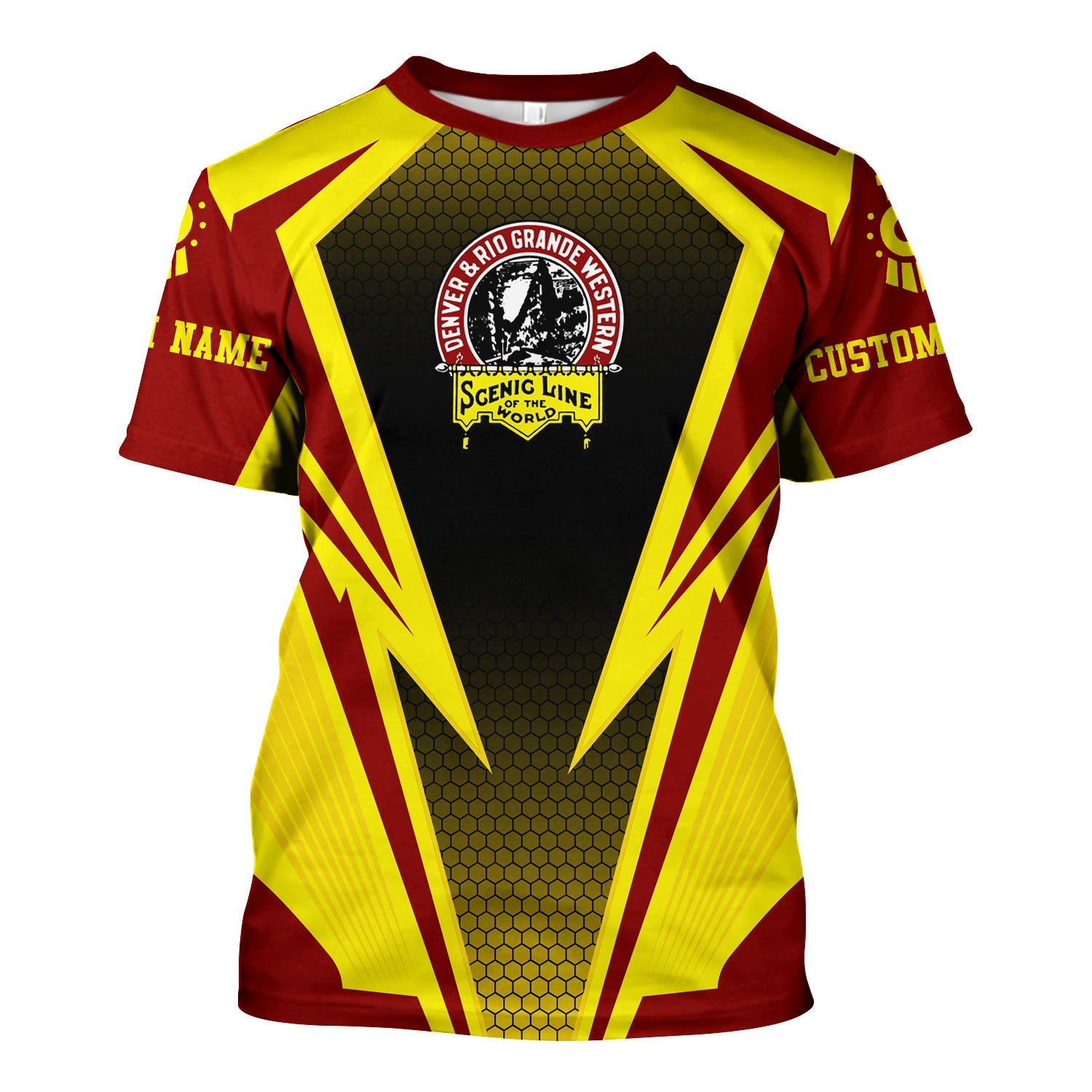 Railspirit Personalized Denver and Rio Grande Western Railroad T-Shirt Lightning Graphic Style Shirt Gift Idea For Train Lover