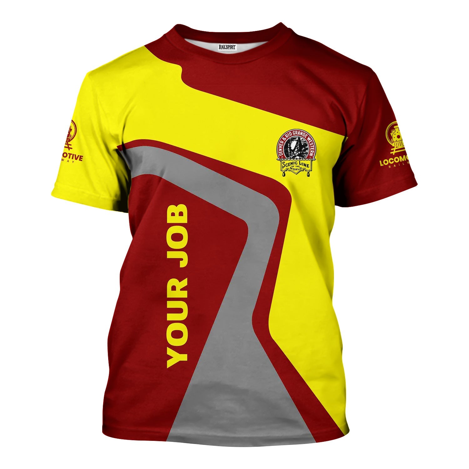 Railspirit Personalized Denver and Rio Grande Western Railroad T-Shirt Unique Design with Custom Job Position Train Shirt