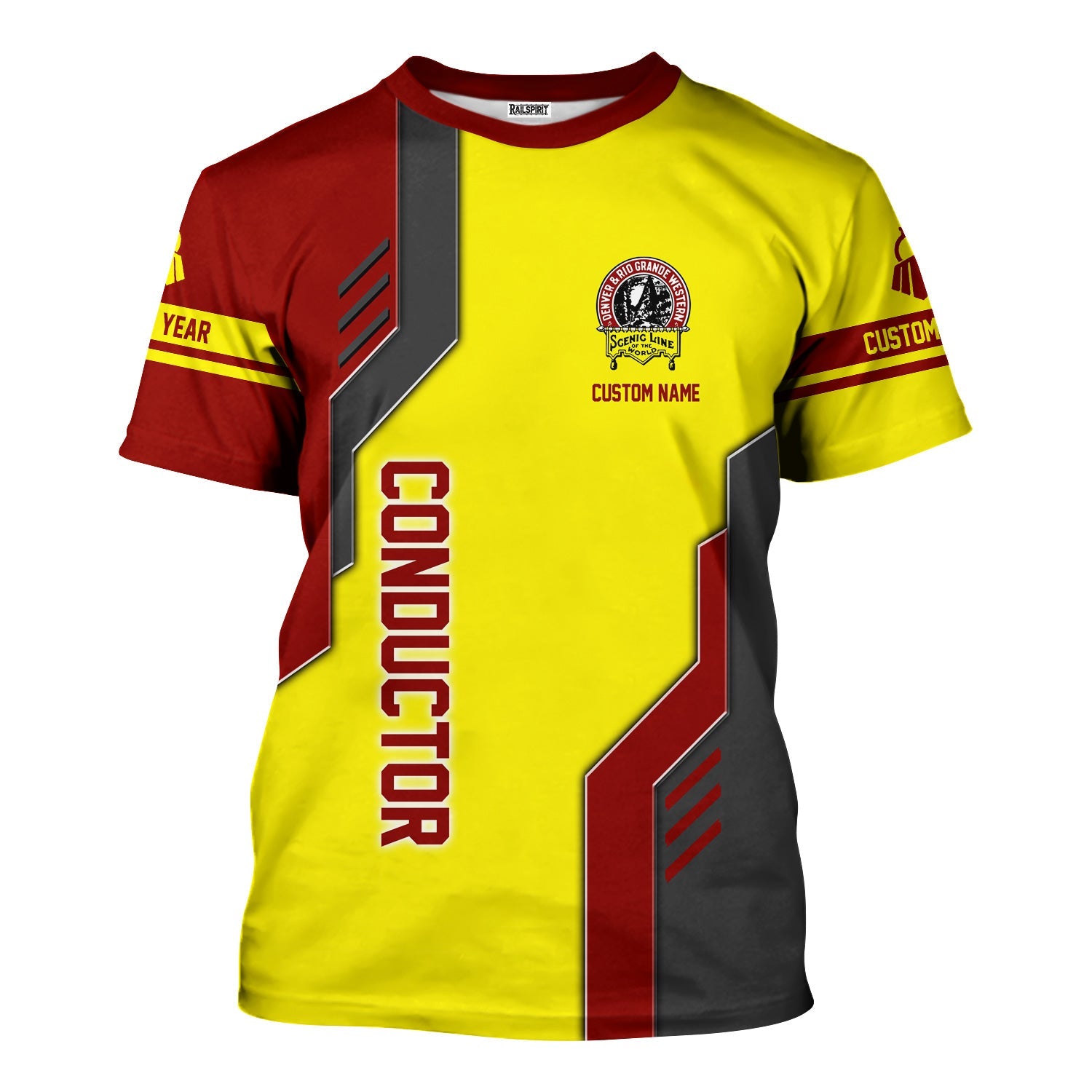 Railspirit Personalized Denver and Rio Grande Western Railroad T-Shirt Unique Railway Style with Custom Job Train Shirt