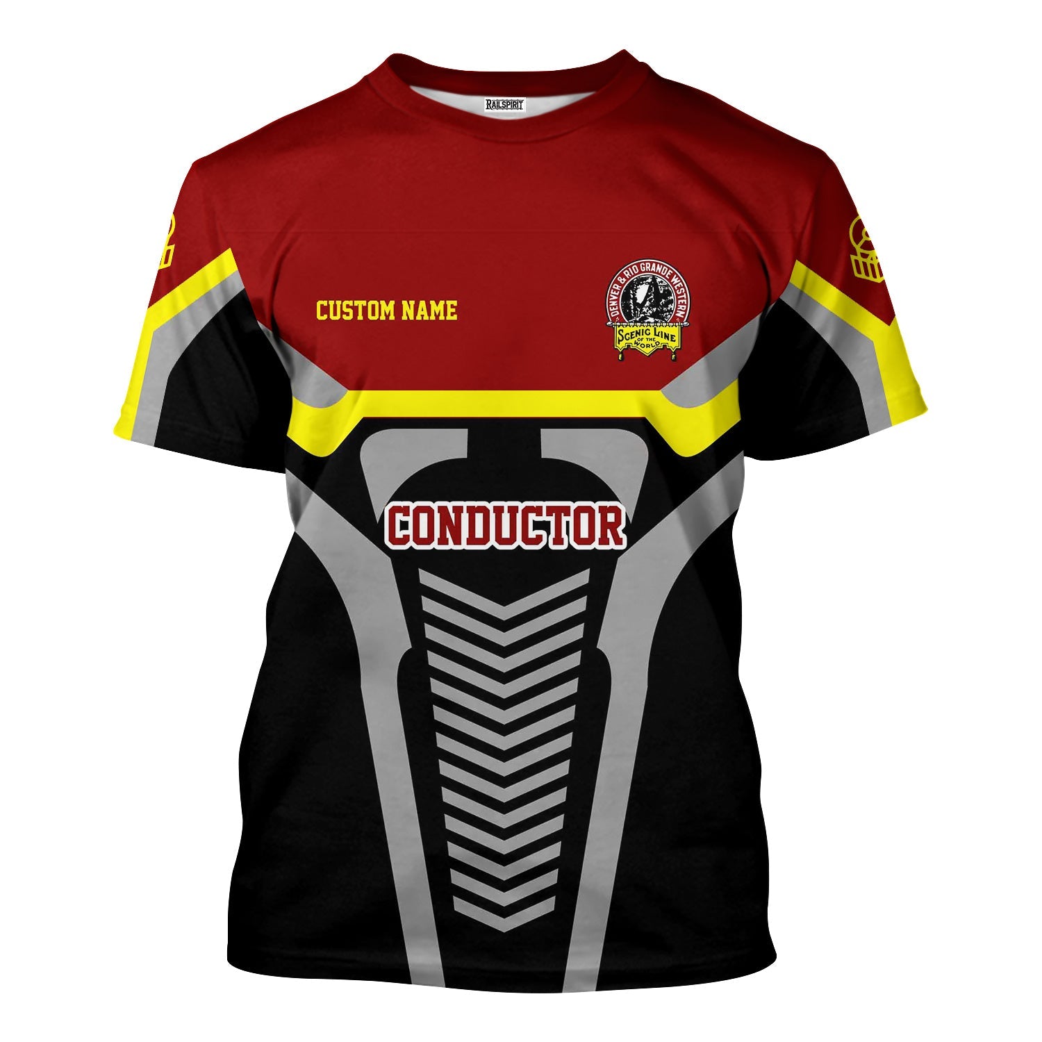 Railspirit Personalized Denver and Rio Grande Western Railroad T-Shirt Track-Inspired with Custom Job Position Train Shirt