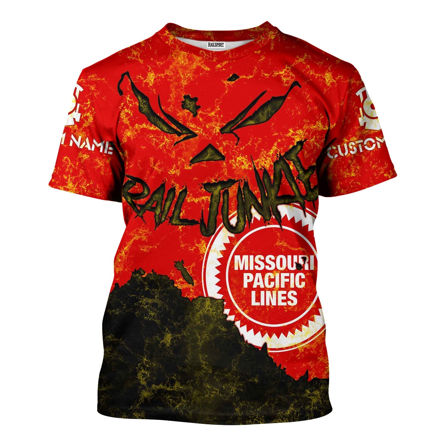 Railspirit Personalized Missouri Pacific Railroad T-Shirt Torn Graphic Style Train Shirt For Rail Junkie