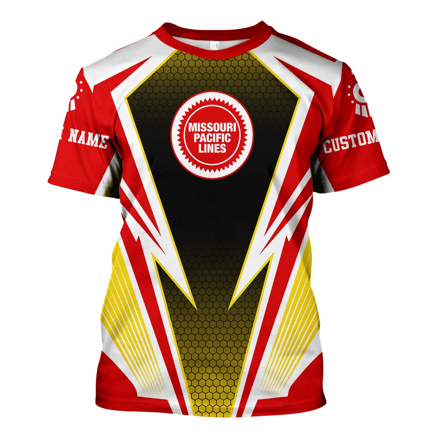 Railspirit Personalized Missouri Pacific Railroad T-Shirt Lightning Graphic Style Shirt Gift Idea For Train Lover