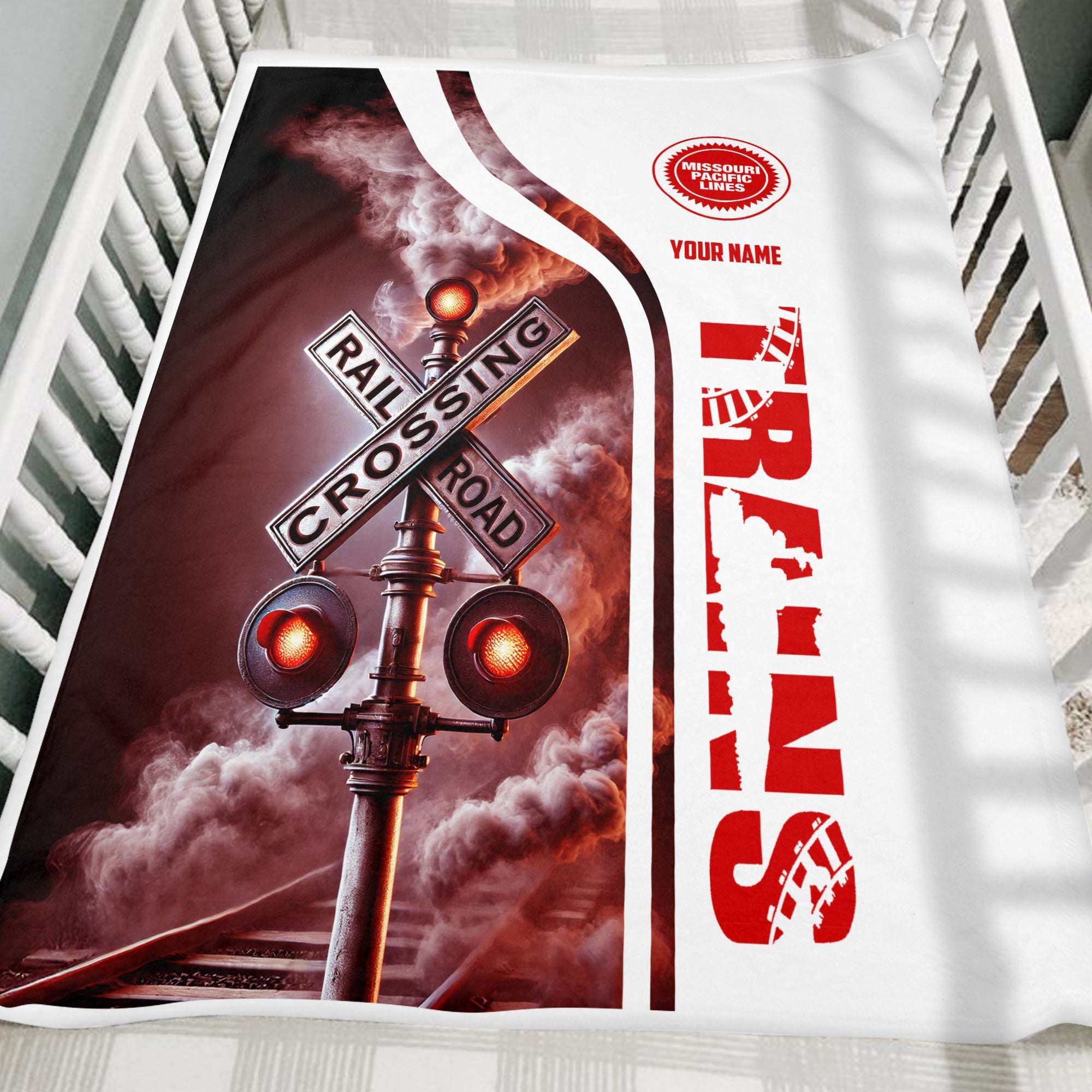 Railspirit Personalized Missouri Pacific Railroad Blanket Railroad Crossing Sign Blanket All Over Print