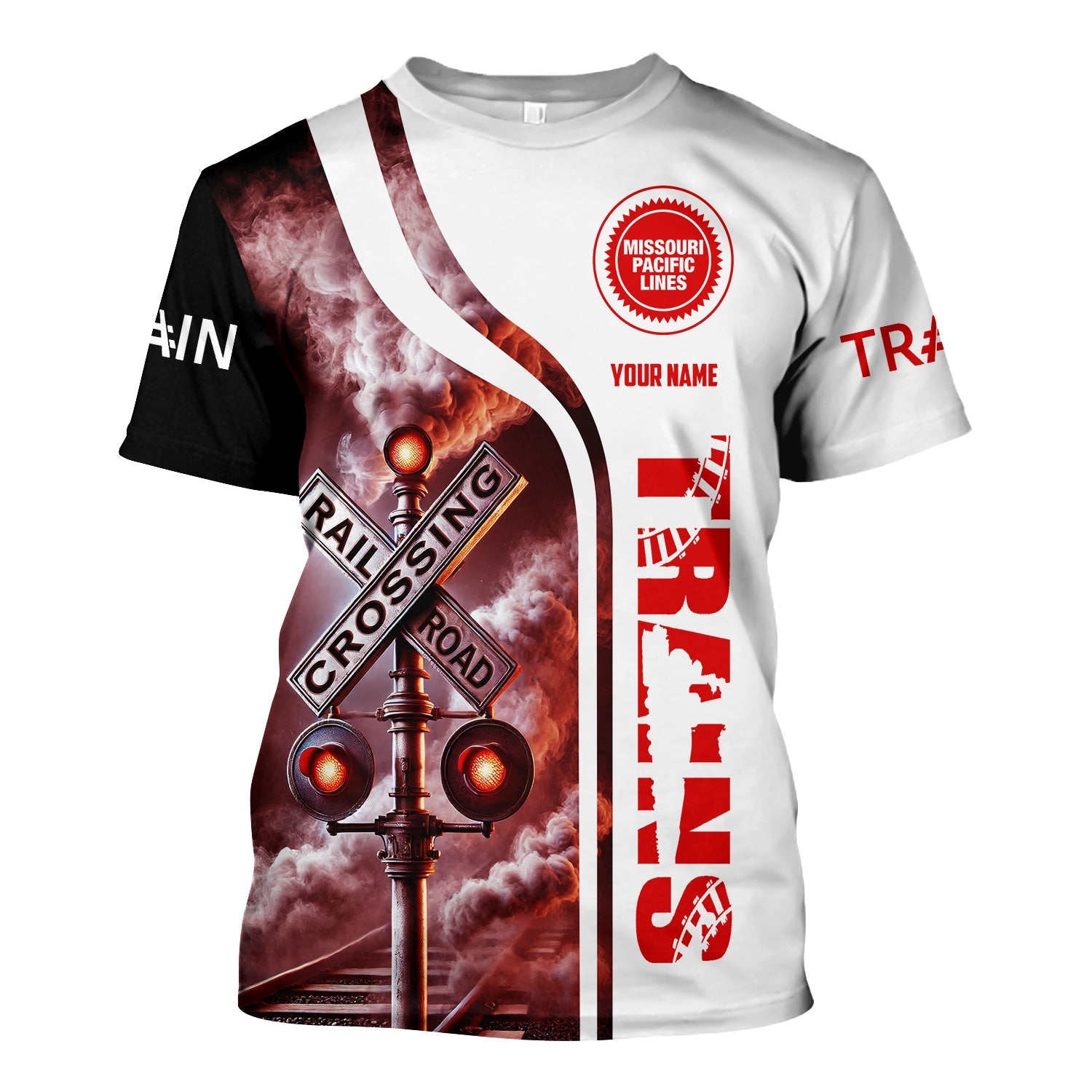 Railspirit Custom Name Missouri Pacific Railroad T Shirt Railroad Crossing Sign Train Shirt All Over Print