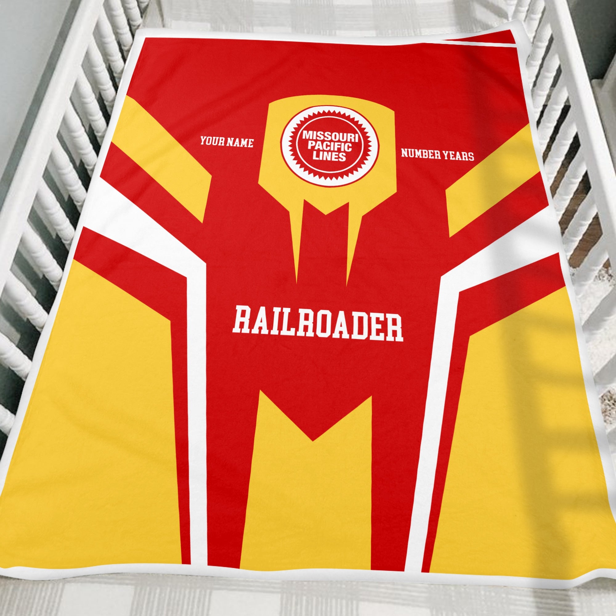 Railspirit Personalized Missouri Pacific Railroad Blanket Custom Year Railroader Gift Idea For Train Lover