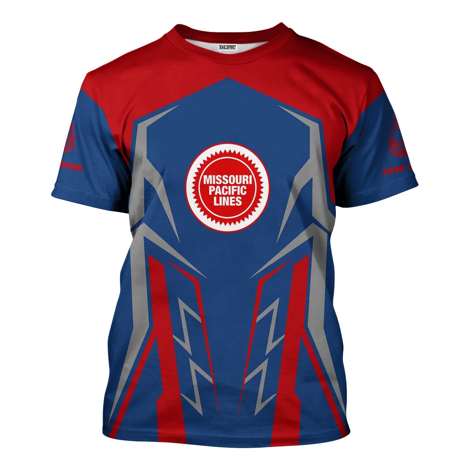 Railspirit Personalized Missouri Pacific Railroad T-Shirt Futuristic Design with Custom Job Train Shirt