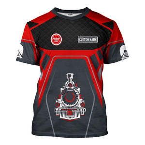 Railspirit Personalized Missouri Pacific Railroad T-Shirt Steam Locomotive Engine Graphic Train Shirt All Over Print