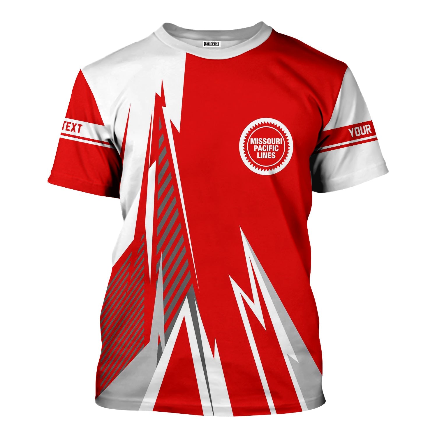 Railspirit Personalized Missouri Pacific Railroad T-Shirt Lightning-Inspired Railway Style Shirt For Train Lovers