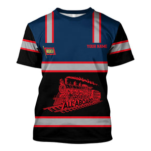 Railspirit Custom Name Wabash Railroad T Shirt Eat Train Sleep Repeat Printed Train Shirt