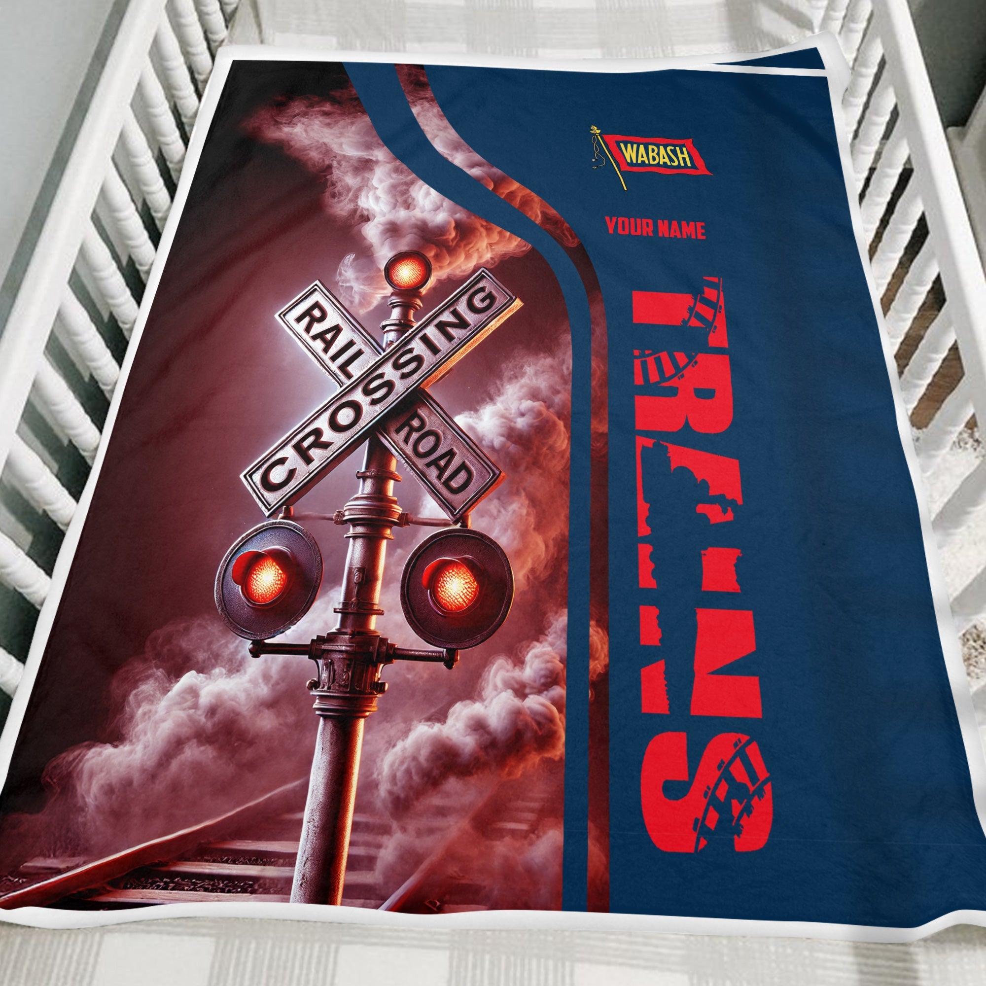 Railspirit Personalized Wabash Railroad Blanket Railroad Crossing Sign Blanket All Over Print