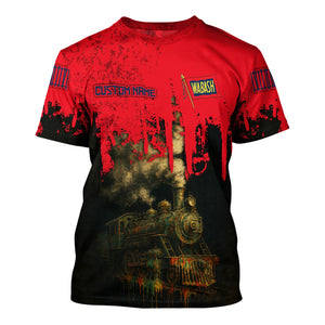 Railspirit Personalized Wabash Railroad T-Shirt Vintage Train Art Style Shirt For Locomotive Fans