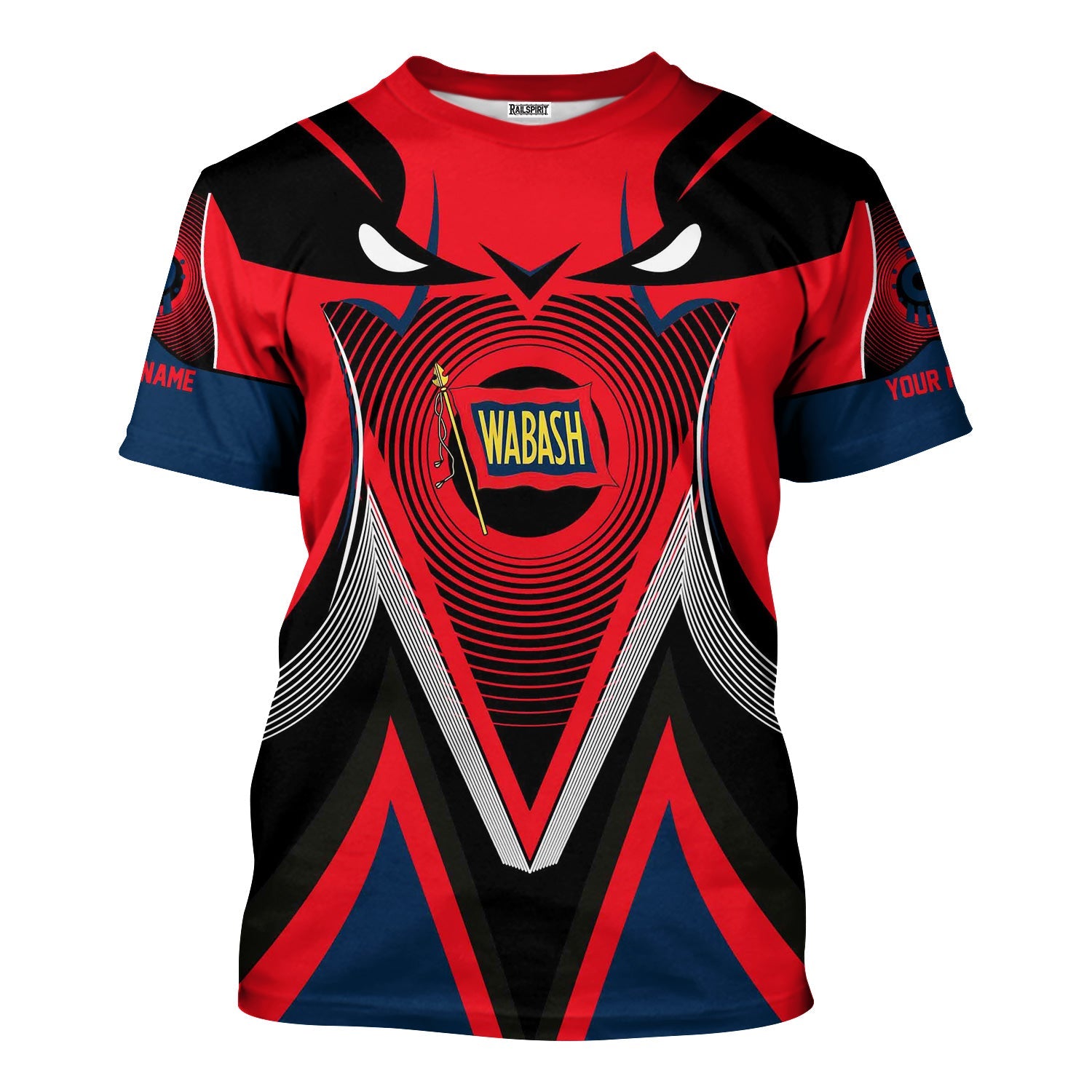 Railspirit Personalized Wabash Railroad T-Shirt Vibrant Graphic Pattern Shirt For Train Enthusiasts