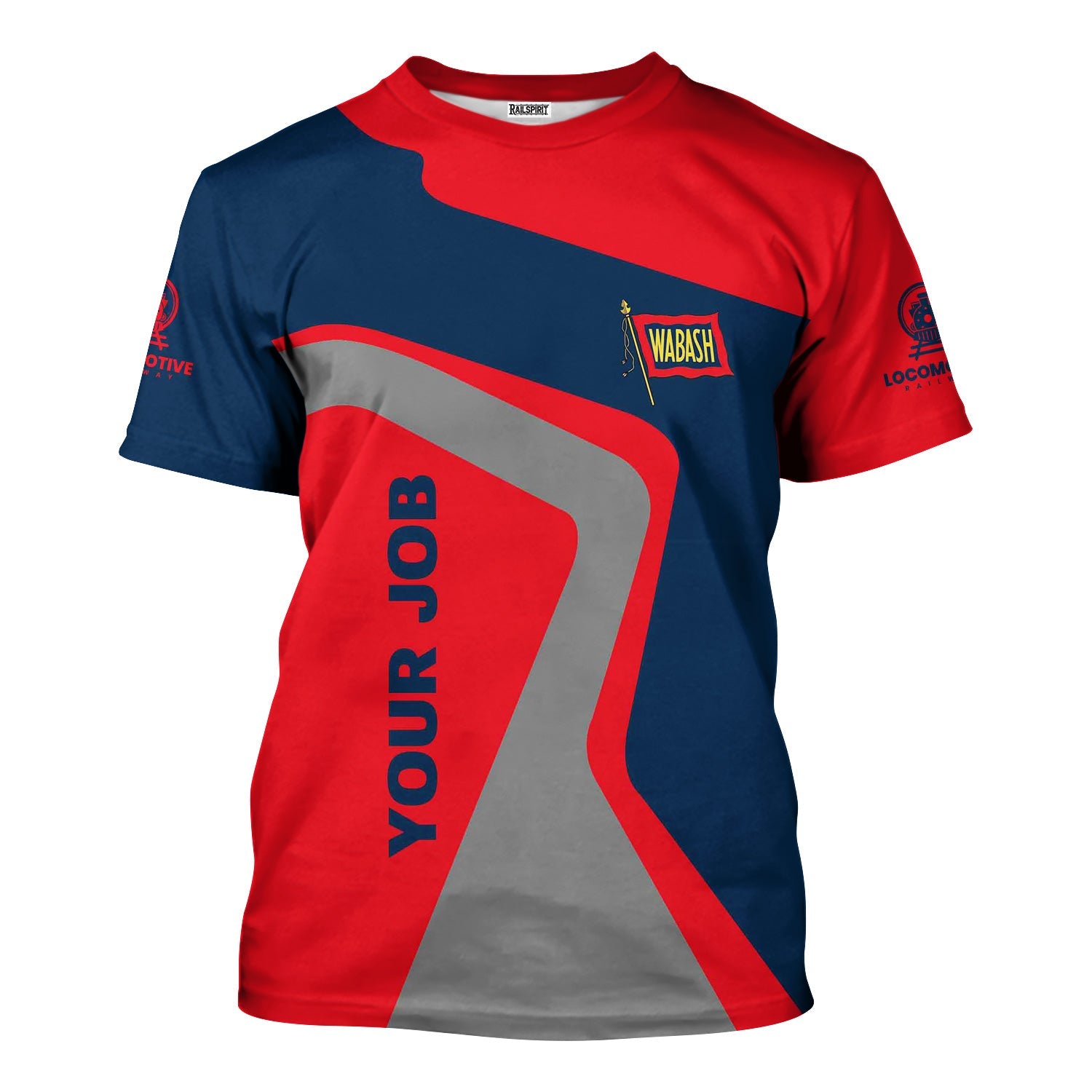 Railspirit Personalized Wabash Railroad T-Shirt Unique Design with Custom Job Position Train Shirt