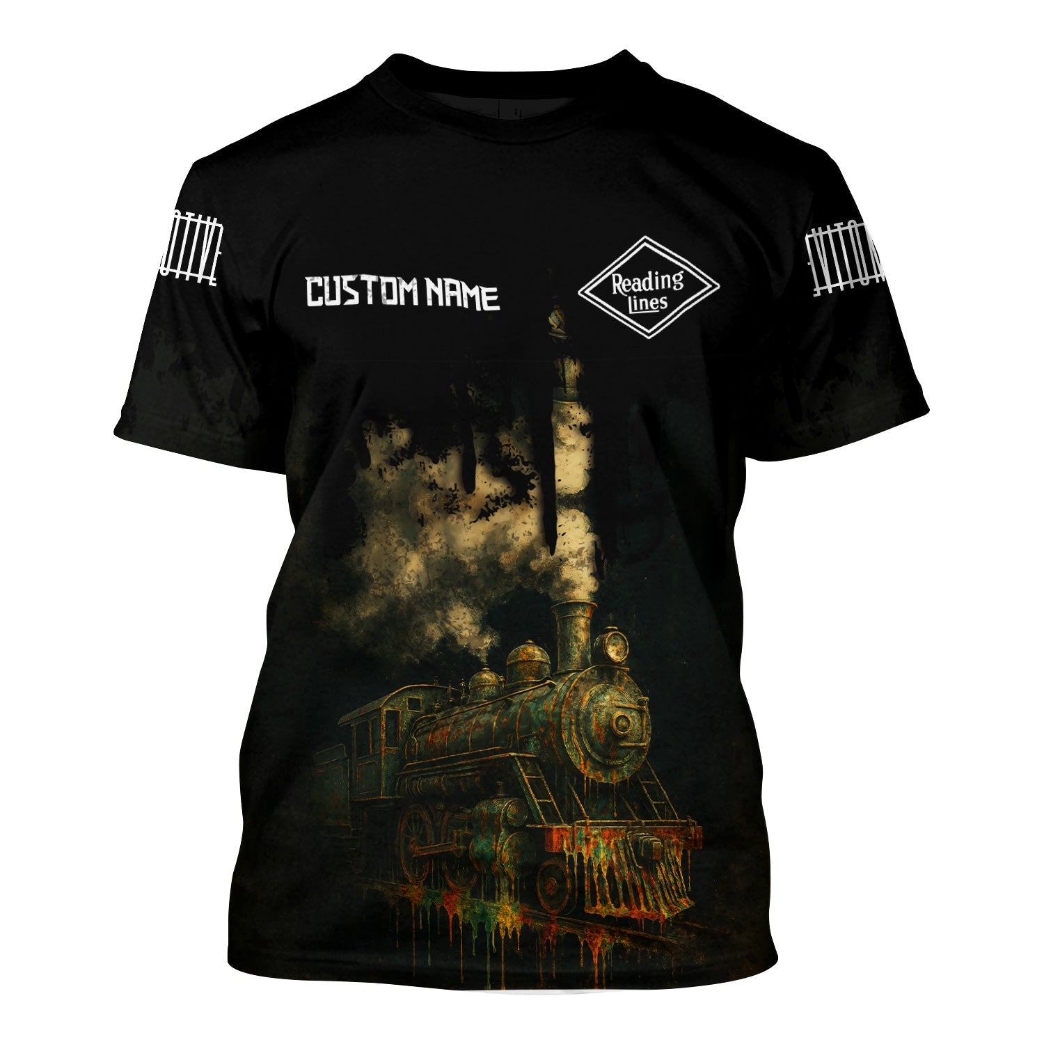 Railspirit Personalized Reading Railroad T-Shirt Vintage Train Art Style Shirt For Locomotive Fans