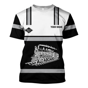 Railspirit Custom Name Reading Railroad T Shirt Eat Train Sleep Repeat Printed Train Shirt