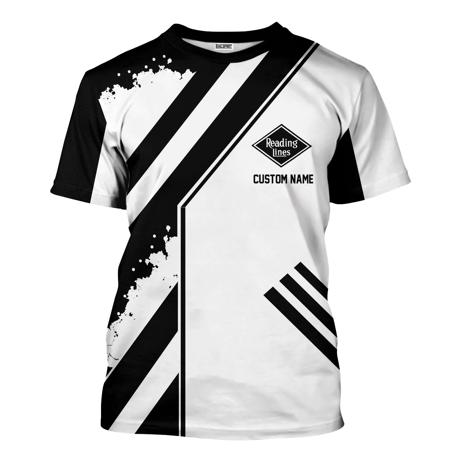 Railspirit Personalized Reading Railroad T-Shirt Locomotive Design Train Shirt for Train Enthusiast