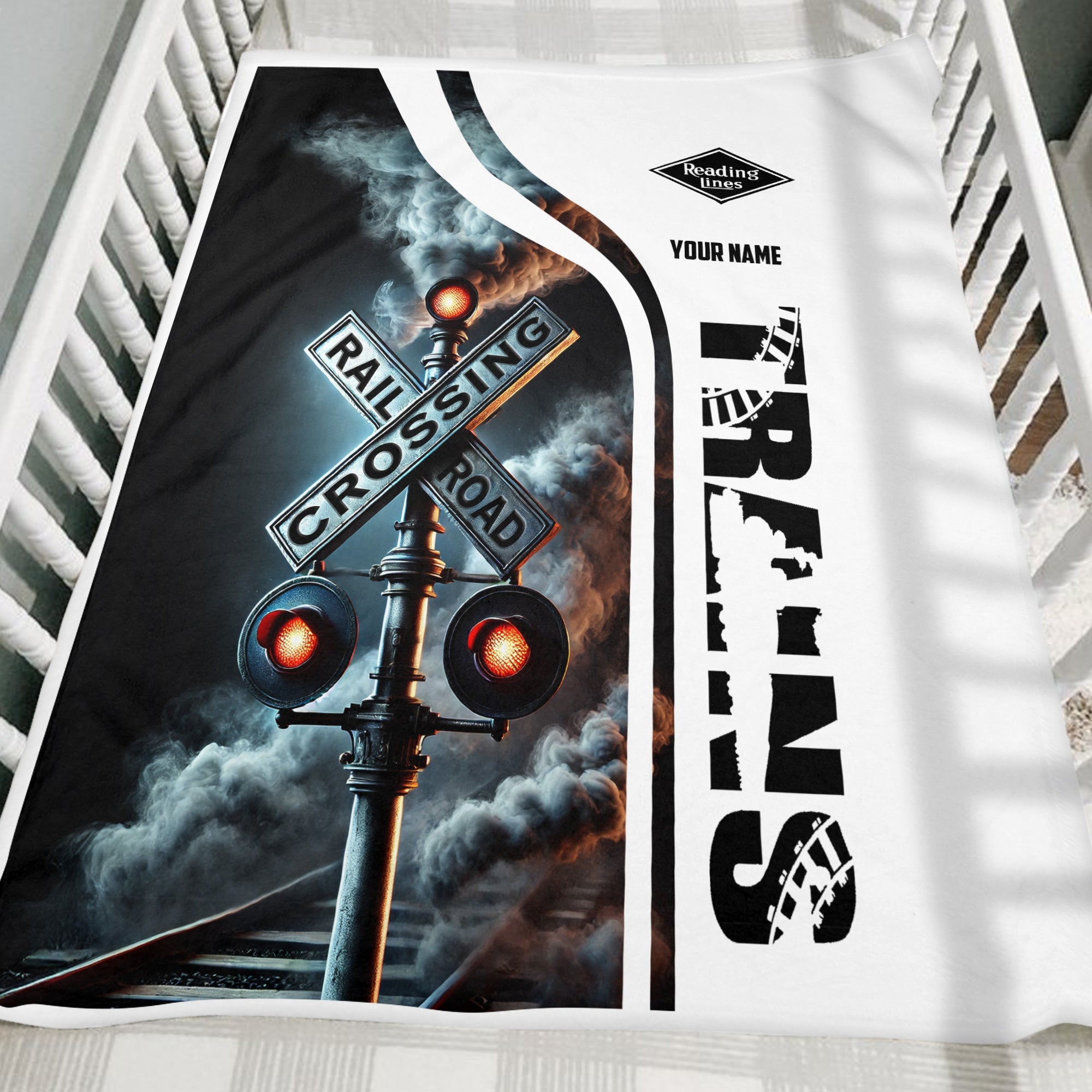 Railspirit Personalized Reading Railroad Blanket Railroad Crossing Sign Blanket All Over Print