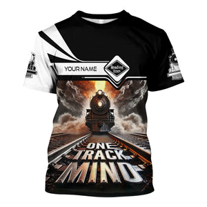 Railspirit Personalized Reading Railroad T Shirt One Track Mind Train Printed Shirt