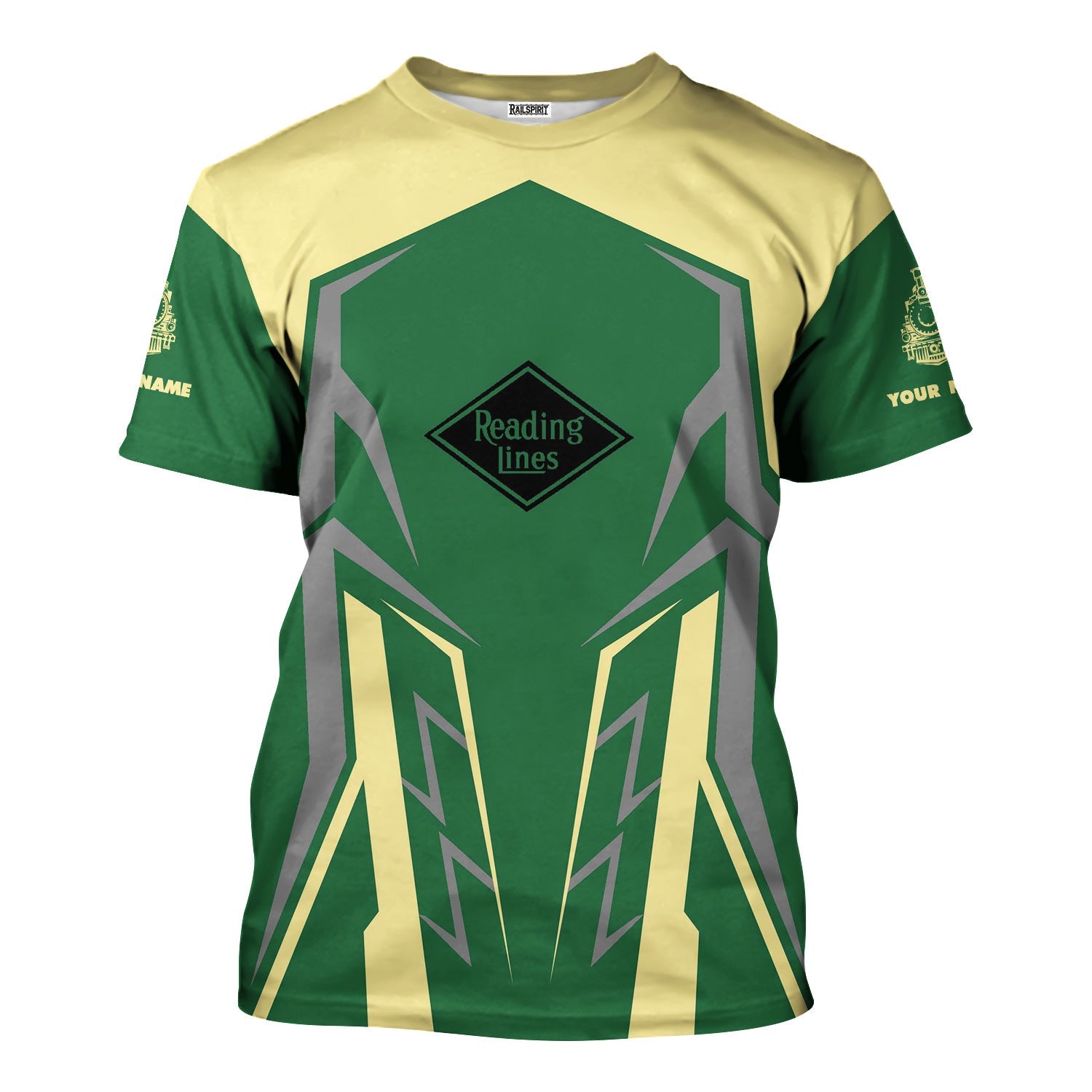 Railspirit Personalized Reading Railroad T-Shirt Futuristic Design with Custom Job Train Shirt