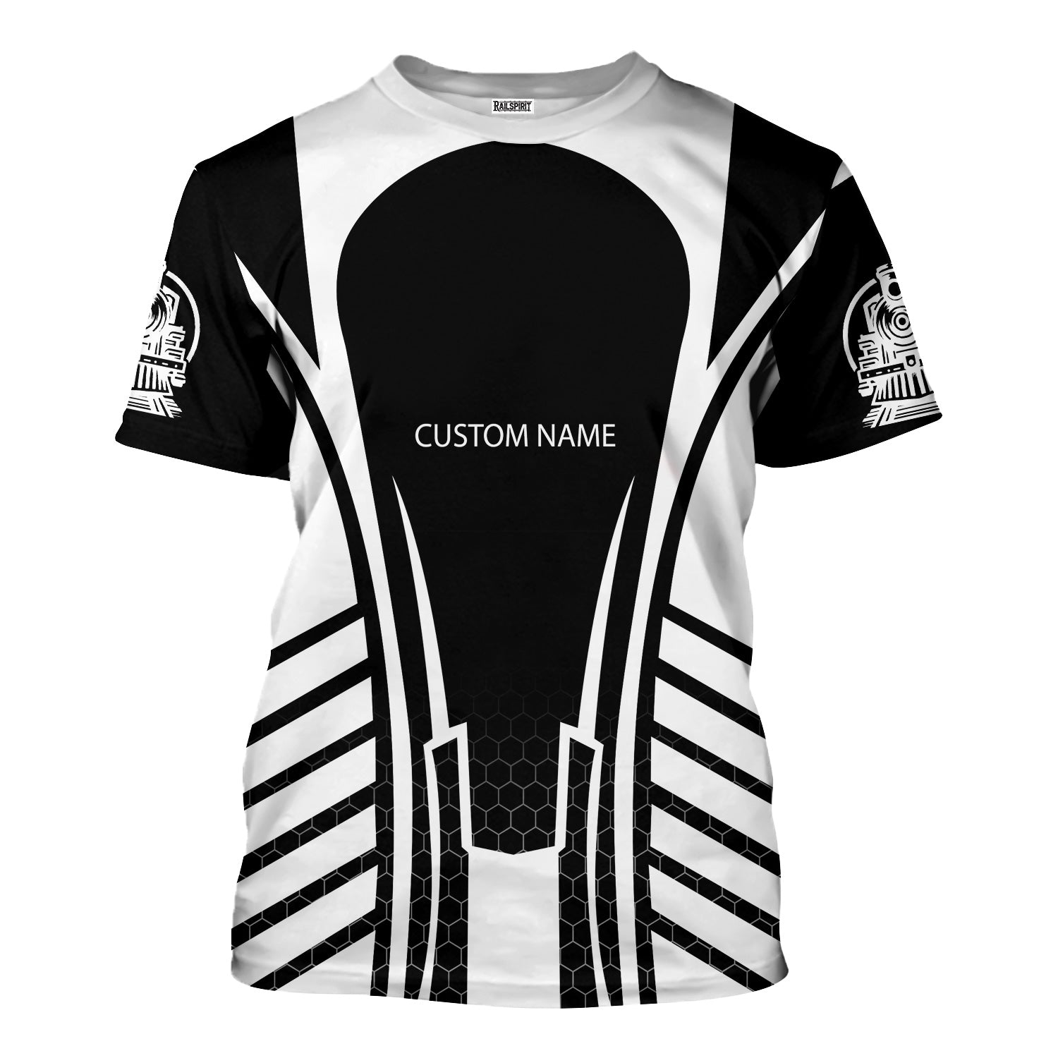 Railspirit Personalized Reading Railroad T-Shirt Striped Railroad Style Train Shirt All Over Print