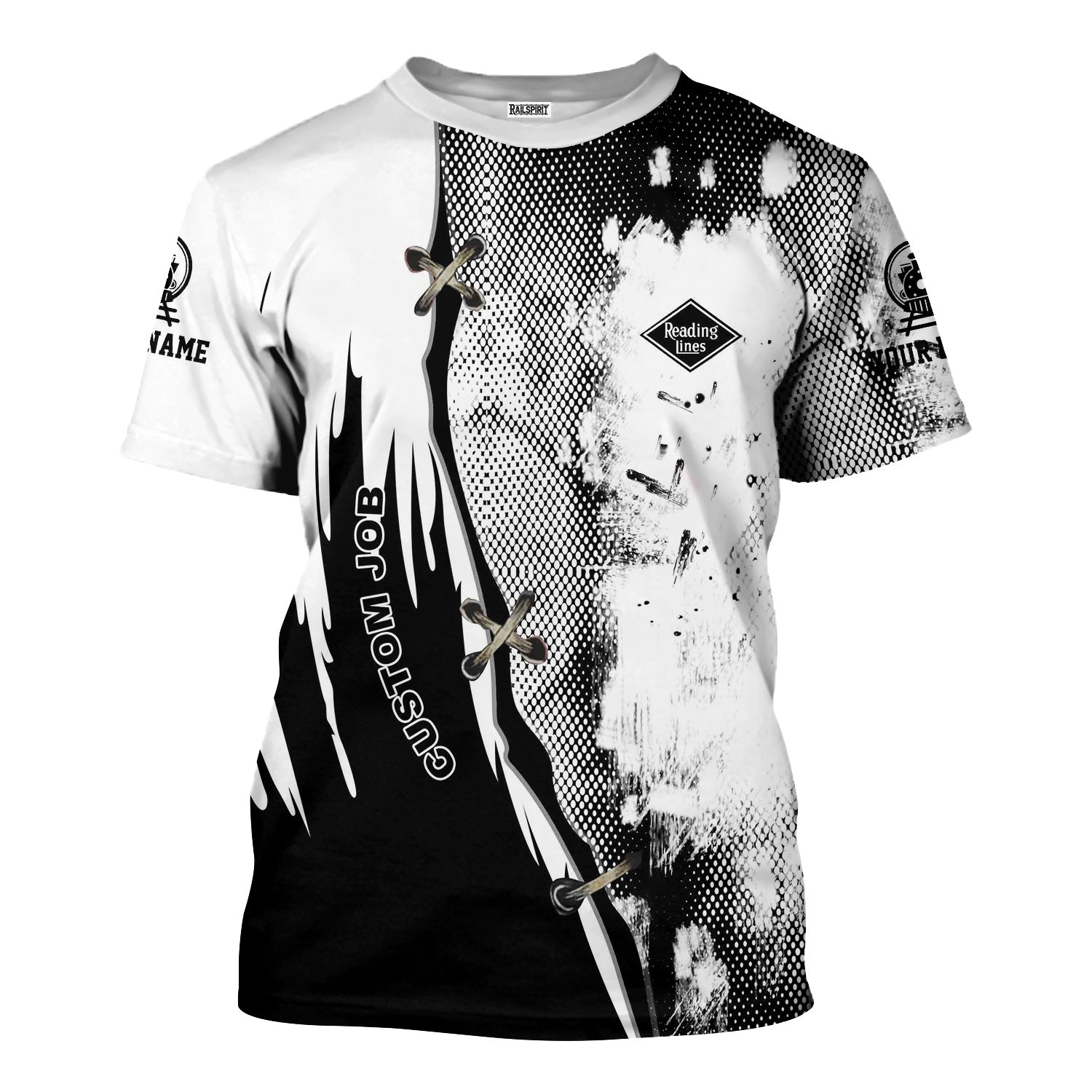 Railspirit Personalized Reading Railroad T-Shirt Retro Stitches Design with Custom Position Train Shirt