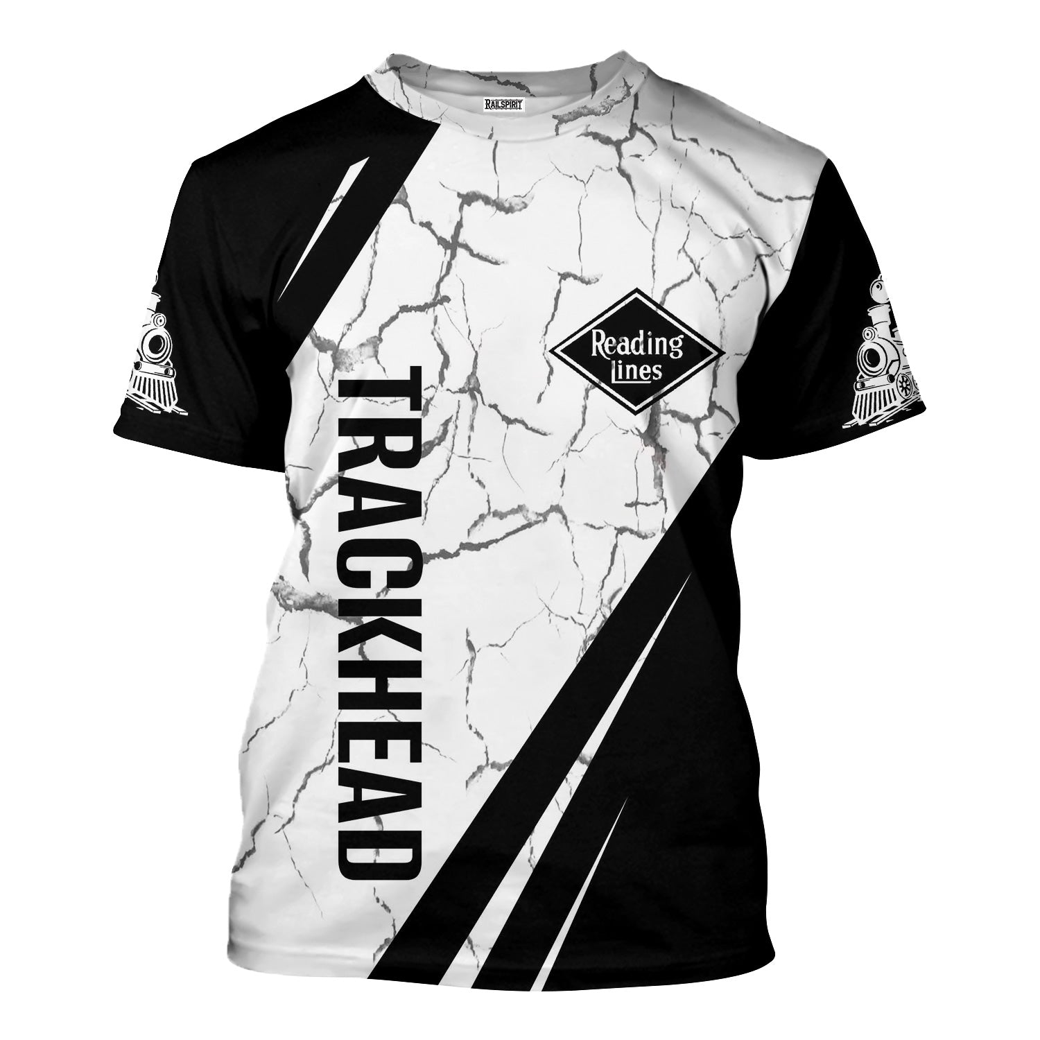 Railspirit Personalized Reading Railroad T-Shirt Crackle Texture Style Shirt For Trackhead