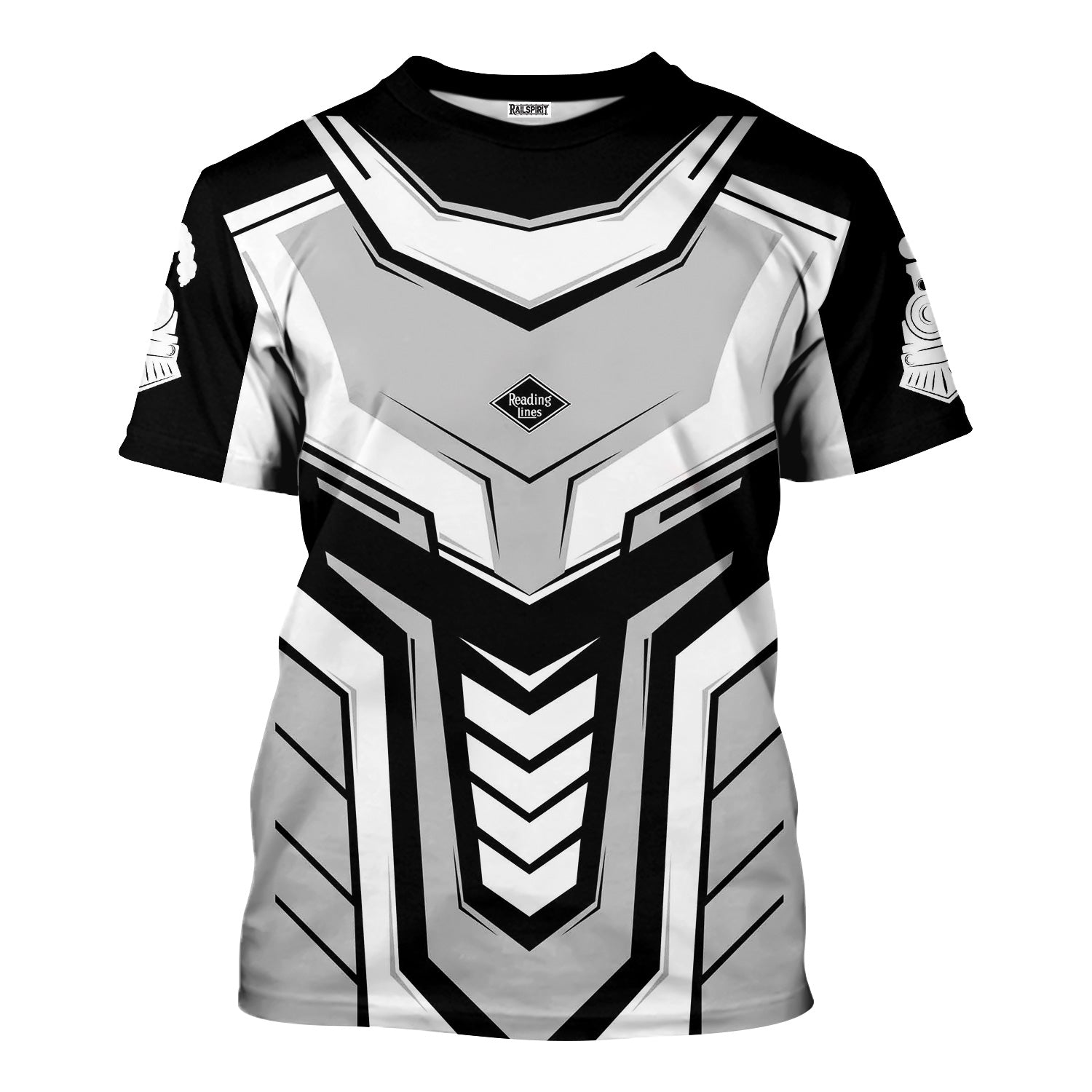 Railspirit Personalized Reading Railroad T-Shirt Armor-Inspired Design Train Shirt All Over Print