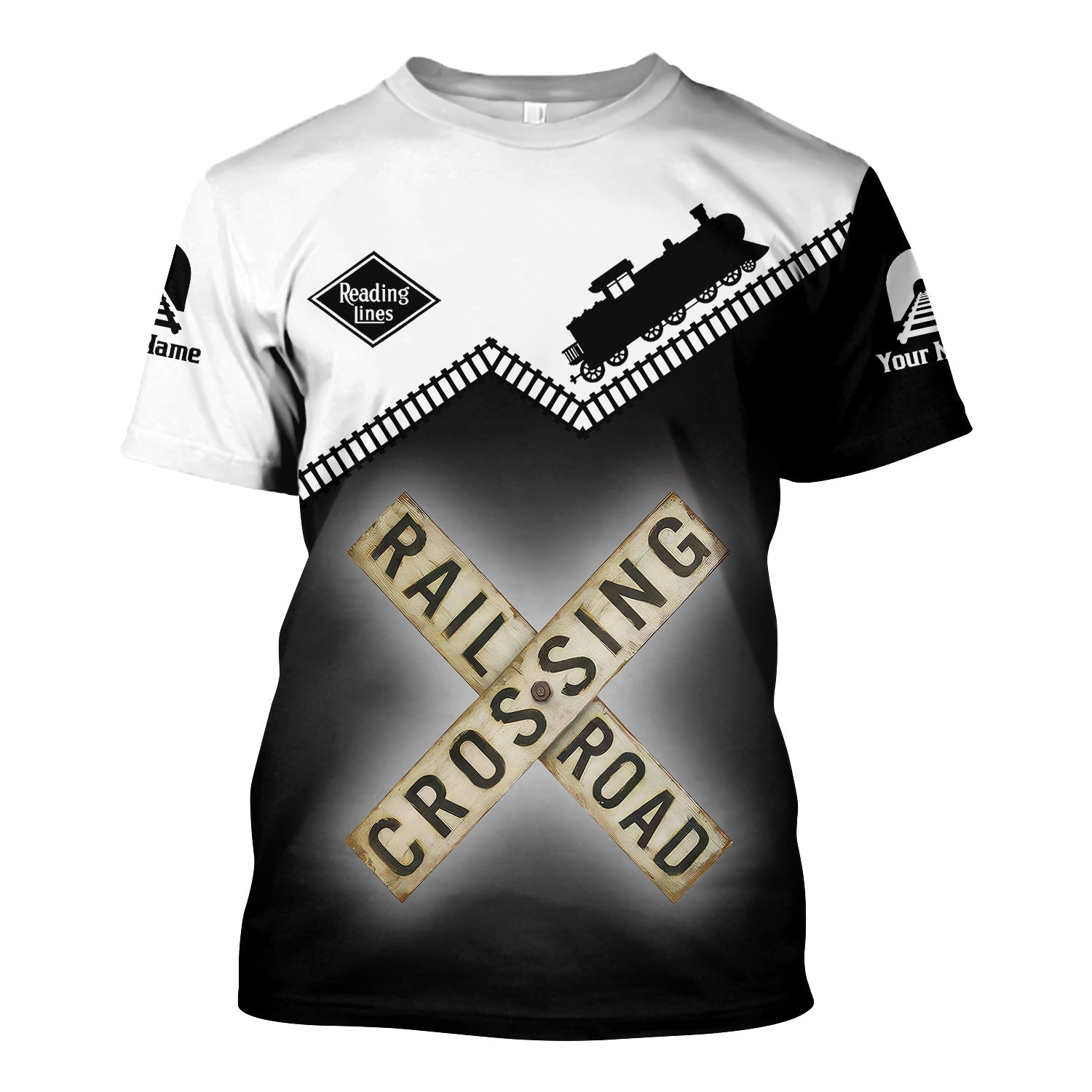 Railspirit Personalized Reading Railroad T Shirt Railroad Crossing Printed Train Track Shirt