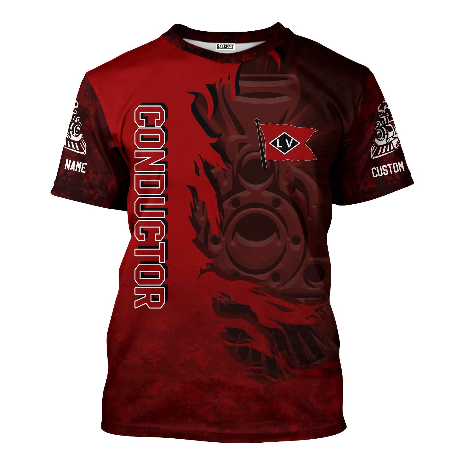 Railspirit Personalized Lehigh Valley Railroad T-Shirt Blazing Style with Custom Position Train Shirt