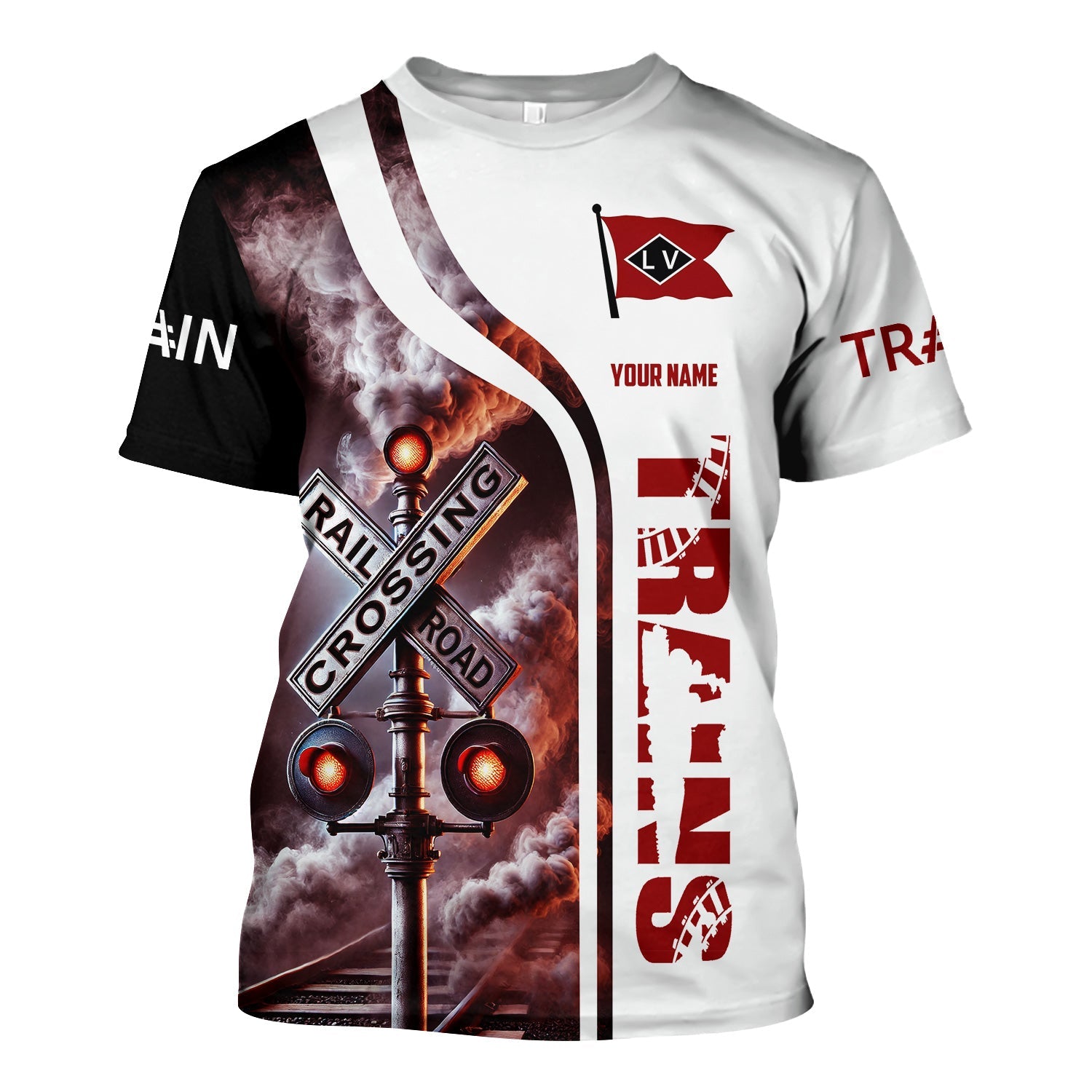 Railspirit Custom Name Lehigh Valley Railroad T Shirt Railroad Crossing Sign Train Shirt All Over Print