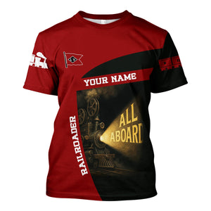 Railspirit Personalized Lehigh Valley Railroad T-Shirt All Aboard Steam Train Movie Projector Style Shirt