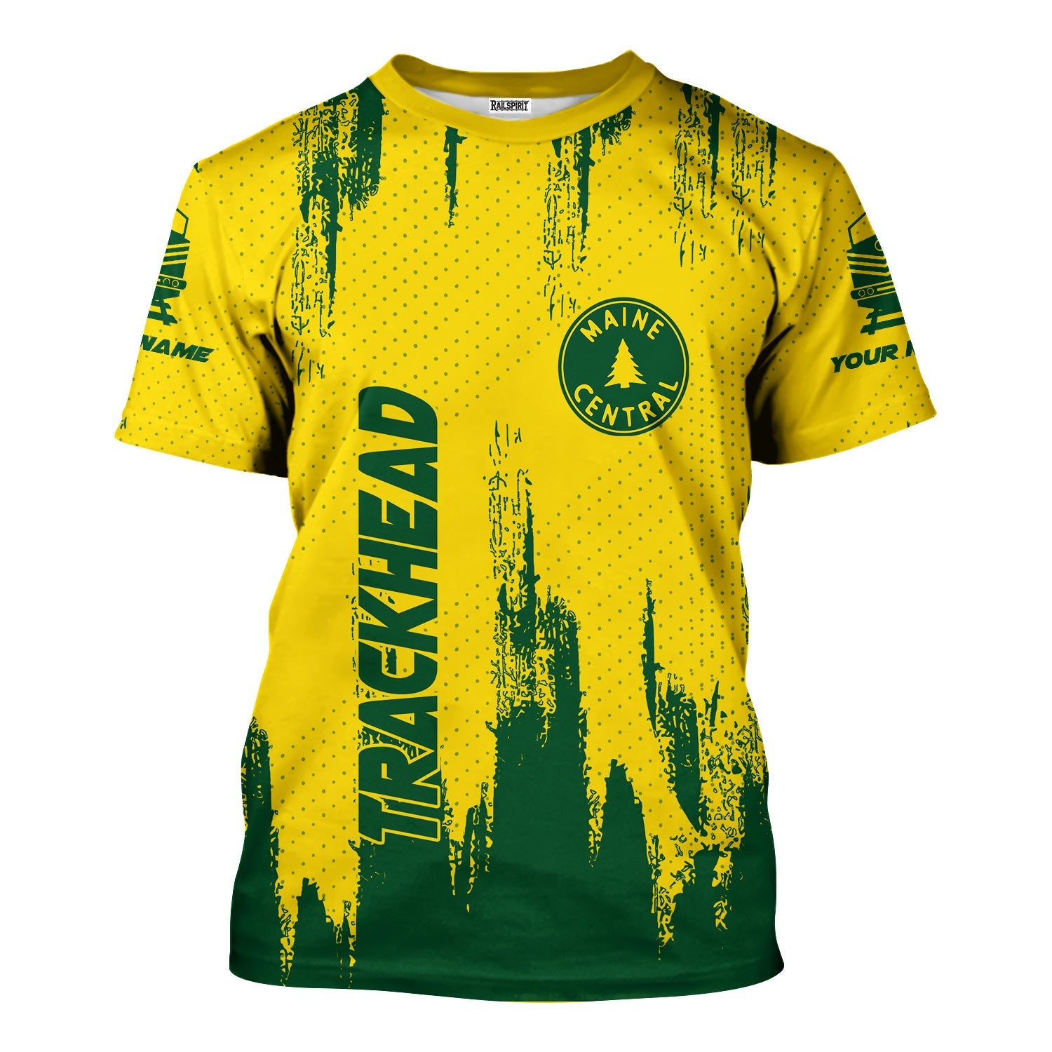 Railspirit Personalized Maine Central Railroad T-Shirt Paint Impact Design Train Shirt for Trackhead