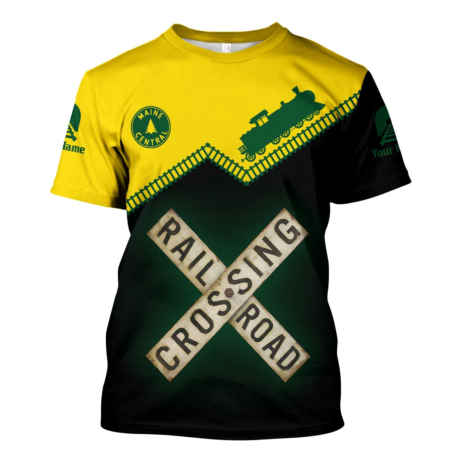 Railspirit Personalized Maine Central Railroad T Shirt Railroad Crossing Printed Train Track Shirt