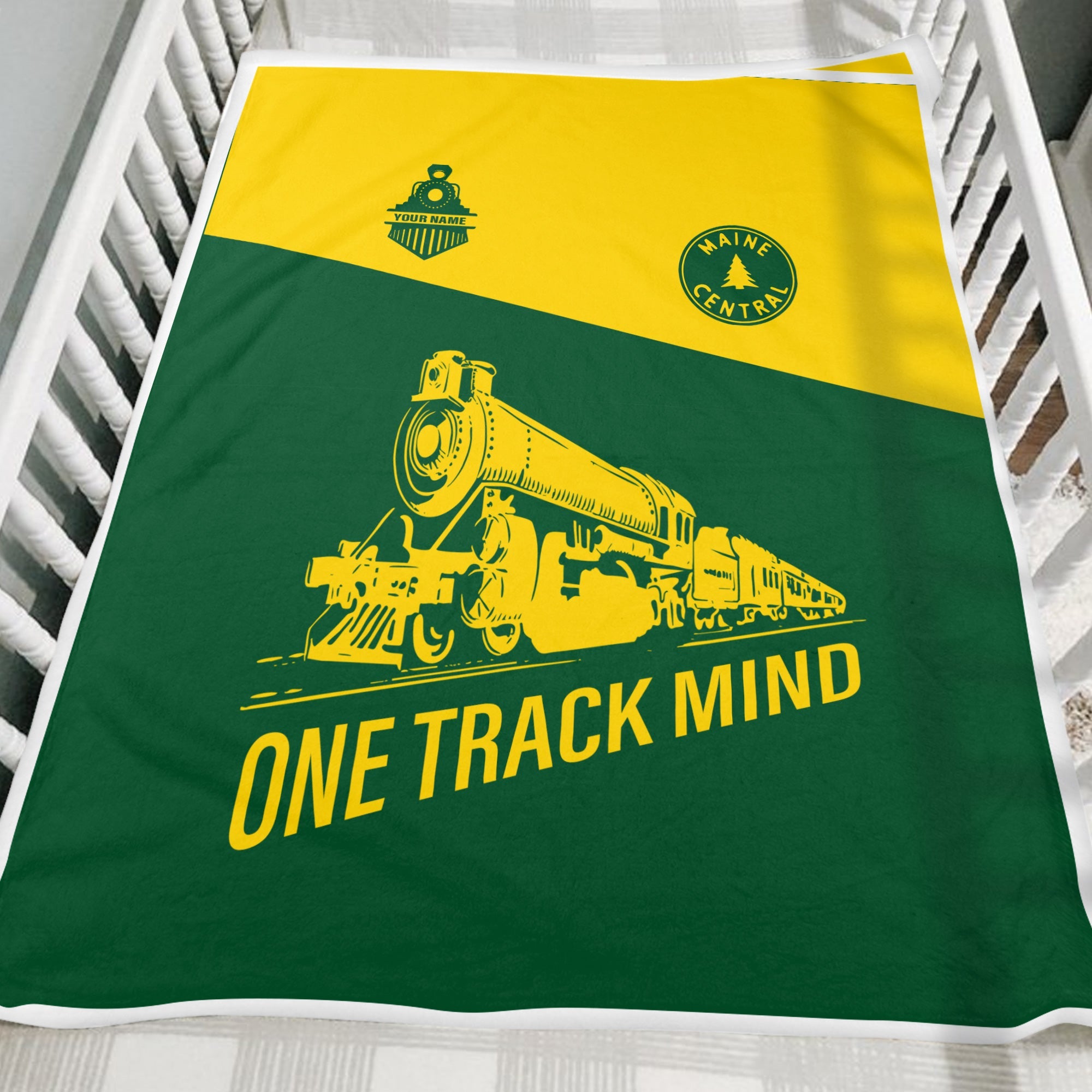 Railspirit Personalized Maine Central Railroad Blanket One Track Mind Train Blanket Gift Idea For Train Lover