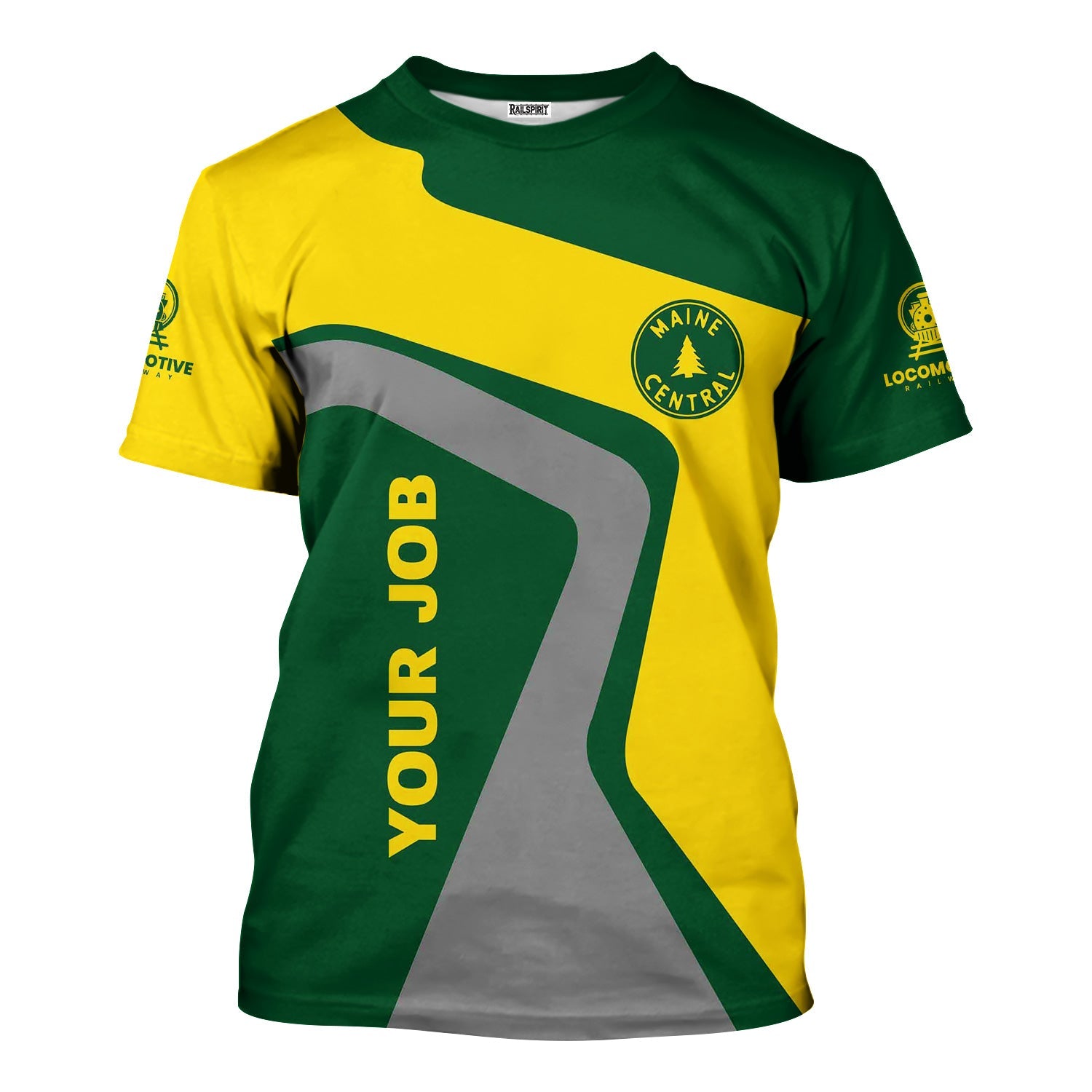 Railspirit Personalized Maine Central Railroad T-Shirt Unique Design with Custom Job Position Train Shirt