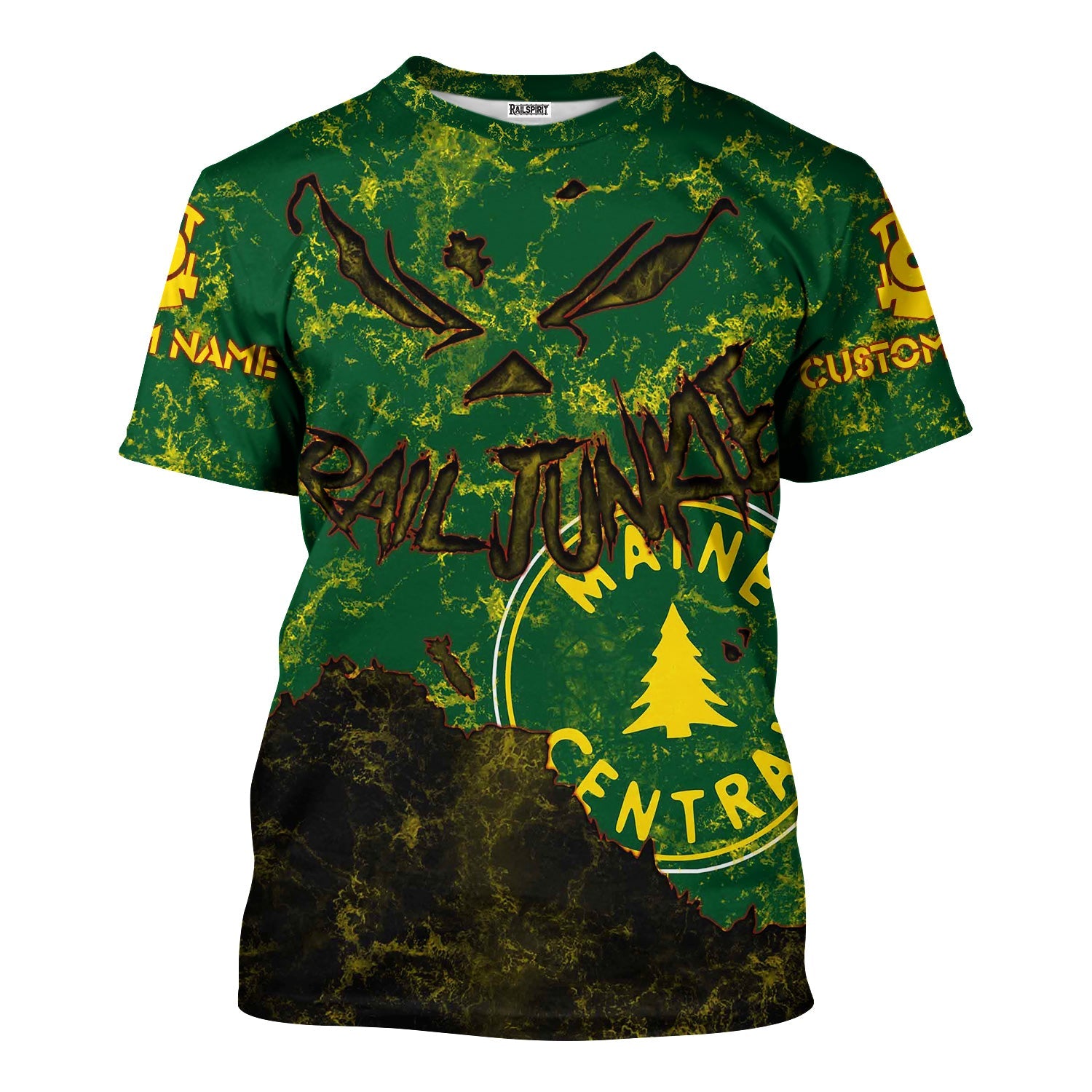 Railspirit Personalized Maine Central Railroad T-Shirt Torn Graphic Style Train Shirt For Rail Junkie