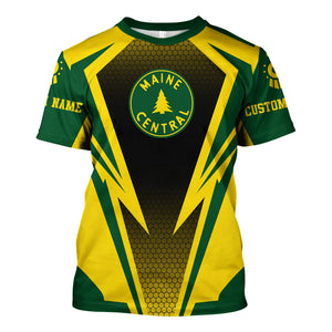 Railspirit Personalized Maine Central Railroad T-Shirt Lightning Graphic Style Shirt Gift Idea For Train Lover