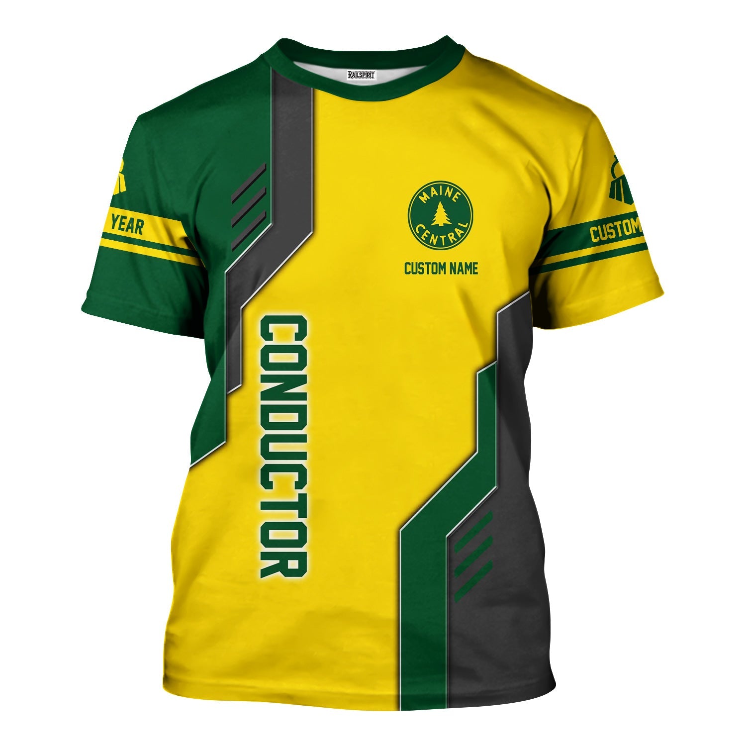 Railspirit Personalized Maine Central Railroad T-Shirt Unique Railway Style with Custom Job Train Shirt