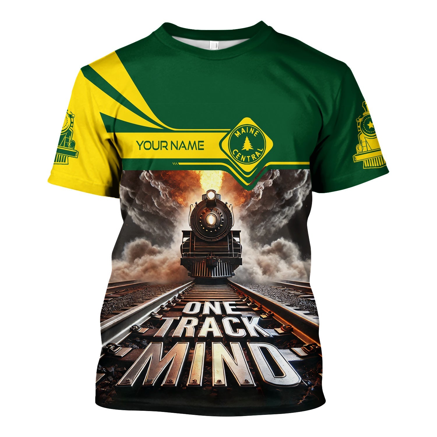 Railspirit Personalized Maine Central Railroad T Shirt One Track Mind Train Printed Shirt