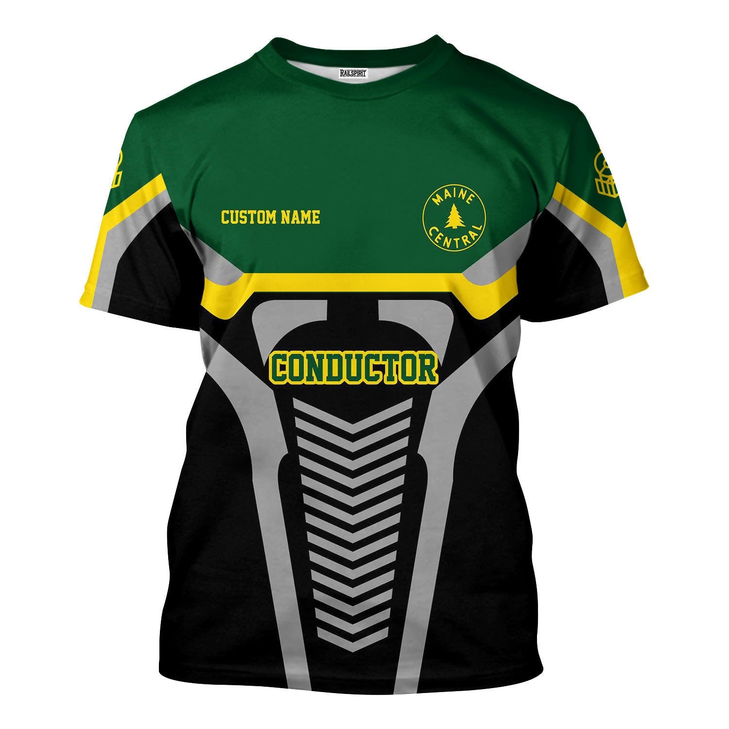 Railspirit Personalized Maine Central Railroad T-Shirt Track-Inspired with Custom Job Position Train Shirt