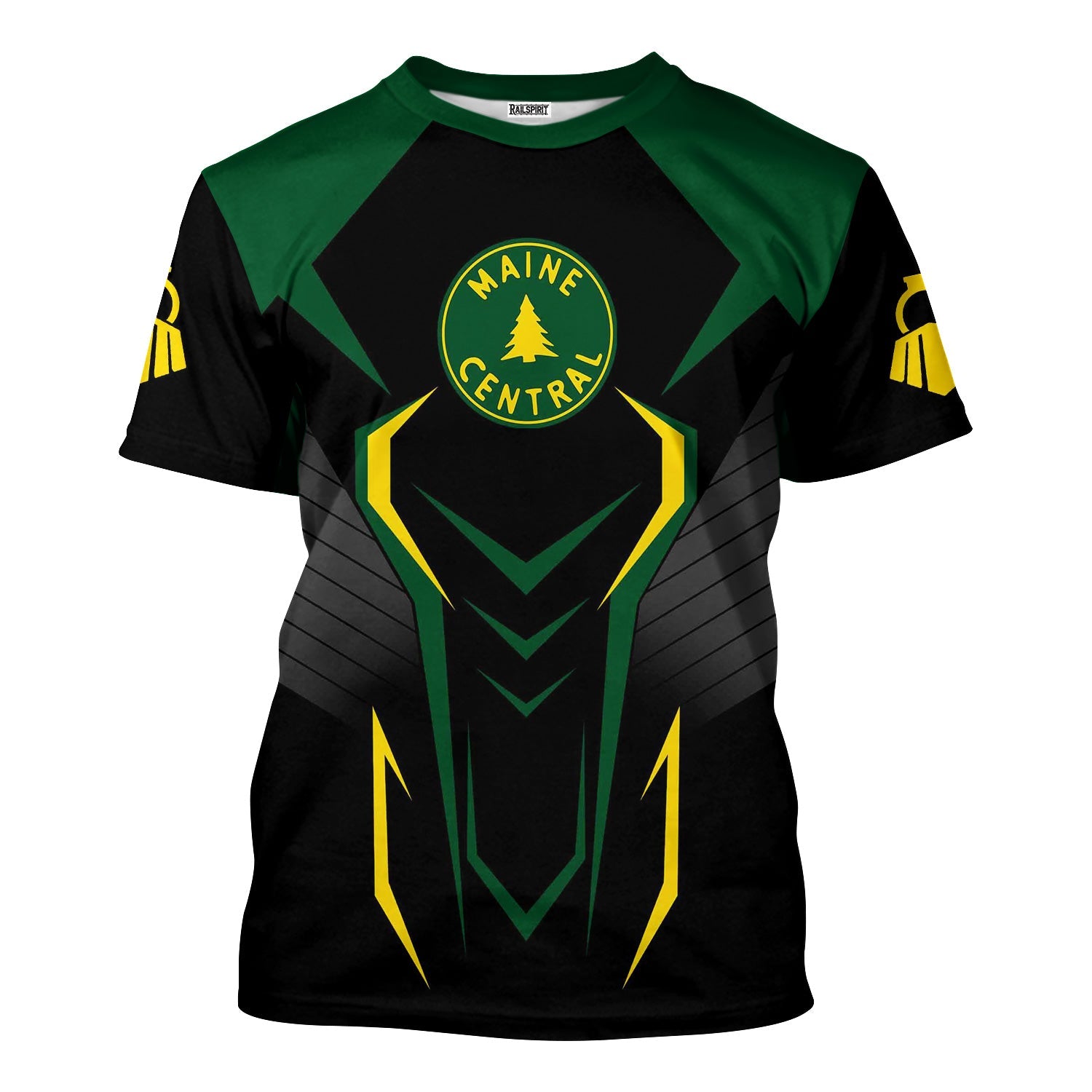 Railspirit Personalized Maine Central Railroad T-Shirt Dynamic Design Style Perfect Shirt for Train Enthusiasts