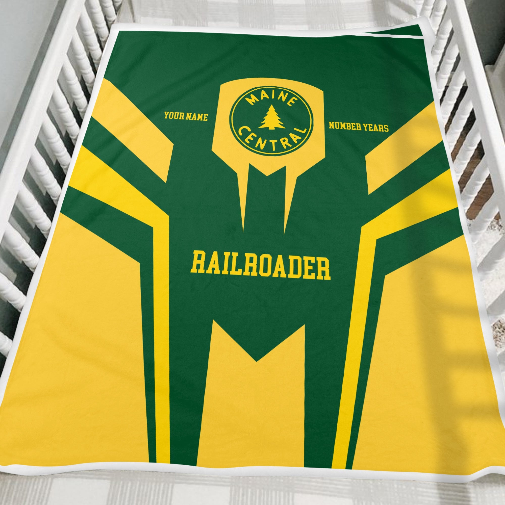 Railspirit Personalized Maine Central Railroad Blanket Custom Year Railroader Gift Idea For Train Lover