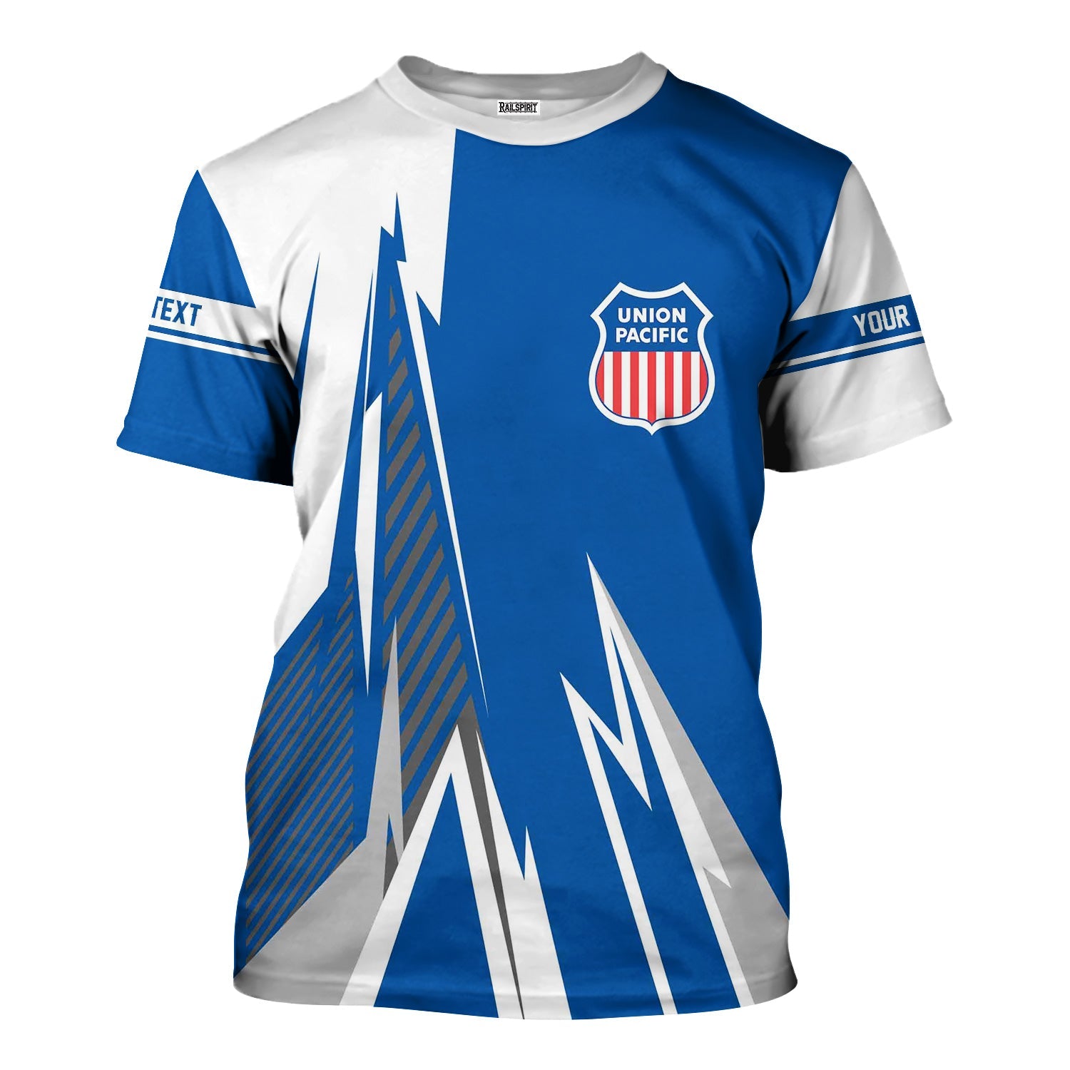 Railspirit Personalized Union Pacific Railroad T-Shirt Lightning-Inspired Railway Style Big Boy Shirt For Train Lovers