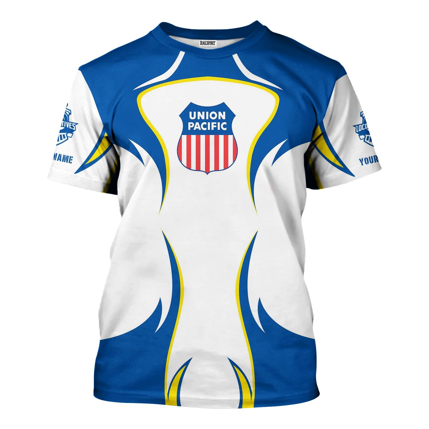 Railspirit Personalized Union Pacific Railroad T-Shirt Distinctive Flame Style Big Boy Shirt For Steam Engine Addict