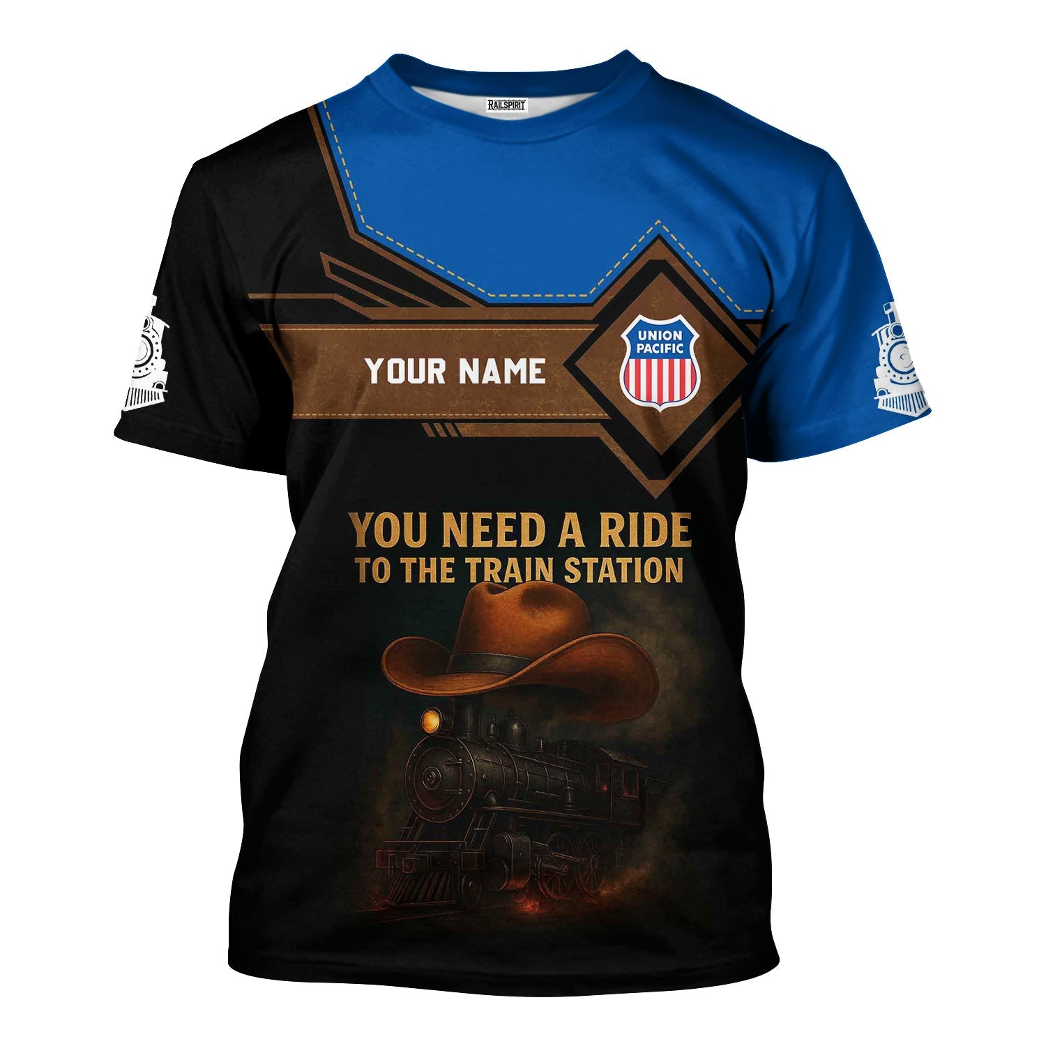Railspirit Personalized Union Pacific Railroad T-Shirt You Need A Ride To The Train Station Big Boy Shirt For Train Lovers