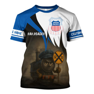 Railspirit Personalized Union Pacific Railroad T-Shirt Angry Train Big Boy T-Shirt Gift Idea For Train Lover